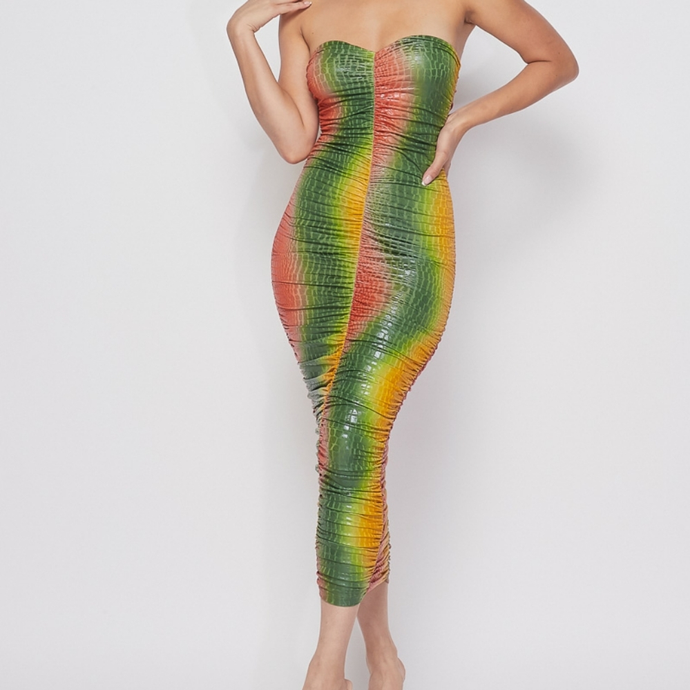 Crocodile ruched dress